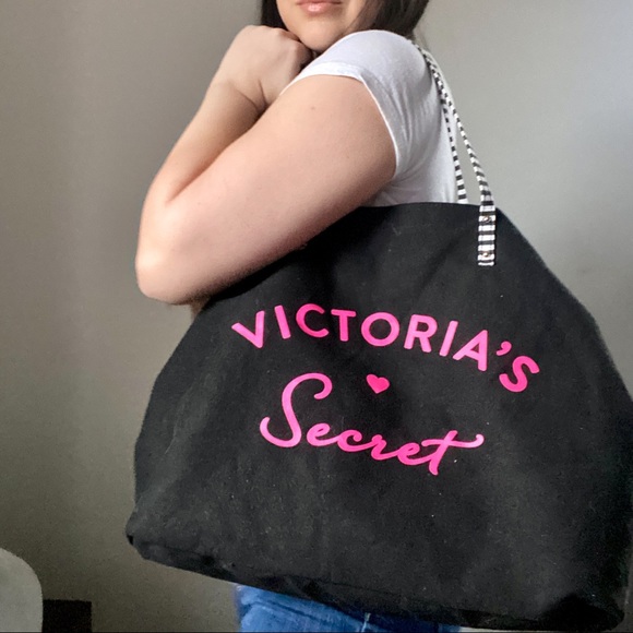 Victoria’s Secret Black Large Tote Beach Bag - Picture 1 of 4